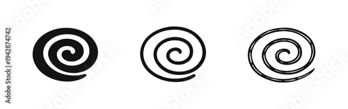 Hypnotic Spiral Icon Set in Solid, Outline, and Hand-Drawn Sketch Styles