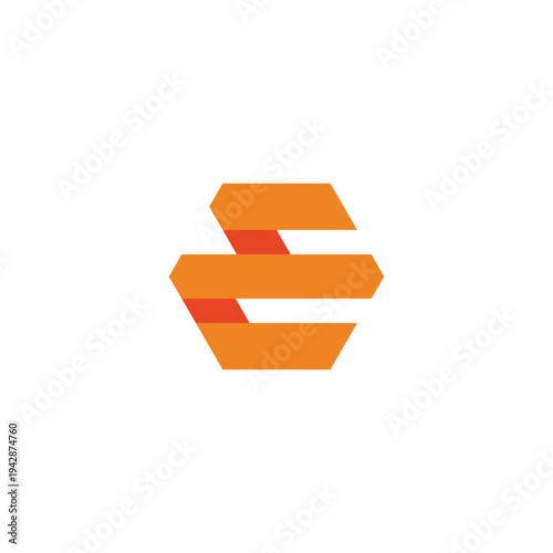 Принти на полотні Abstract Orange Hexagonal Geometric Shape Logo Design Element