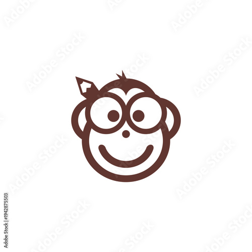 Cute Monkey with Pencil on Head Logo, Represents Creativity and Playfulness in Learning