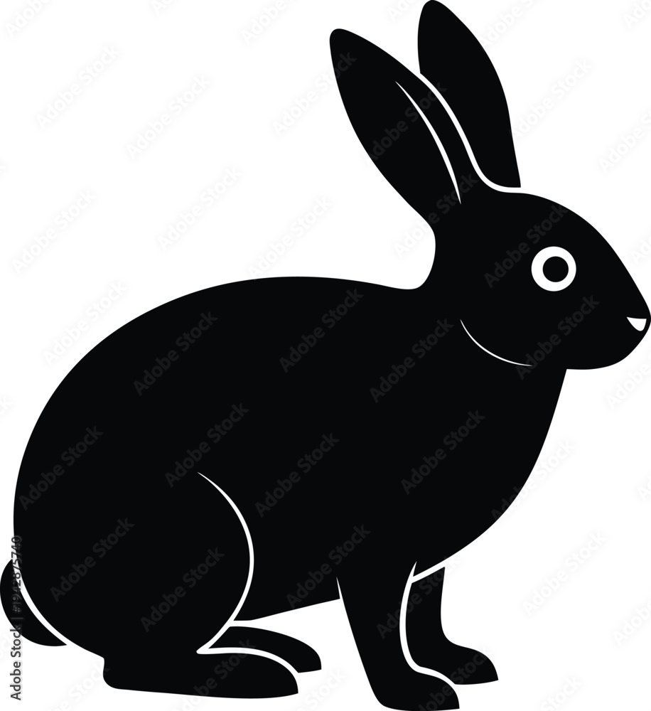 Obraz premium Rabbit silhouette vector art illustration and minimal black and white design