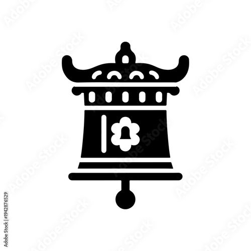 Bhutanese Temple Bell Icon – Vector Silhouette for Ceremonial and Cultural Use
