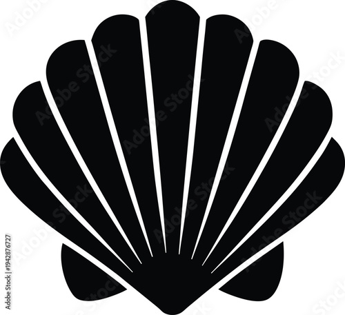 Scallop silhouette vector art illustration and minimal black and white design