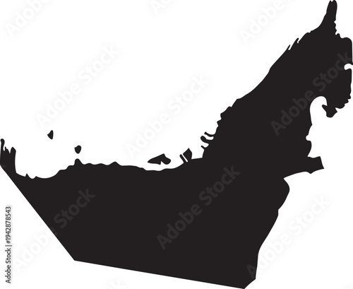 Silhouette map of the United Arab Emirates a clean vector graphic for travel and business concepts isolated on a white background