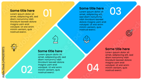Infographic template. 4 tiles with numbers and icons