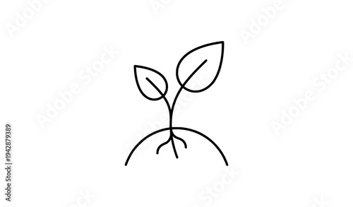 Eco plant sprout icon black and white outline vector for environmental concept