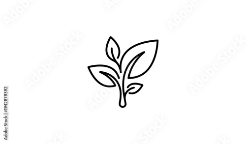 Ecological plant sprout outline icon black and white vector symbol for eco design