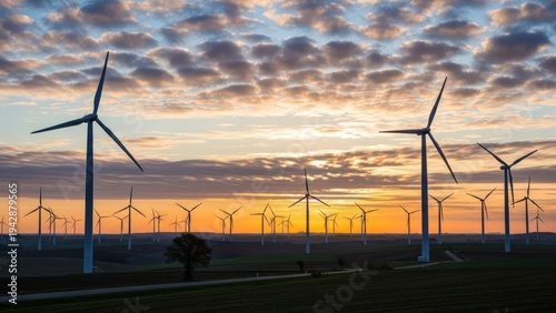 Wallpaper Mural Wind turbines at sunset with dramatic clouds and warm light. Torontodigital.ca