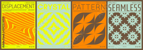 Geometric background. Abstract dynamic template. Wavy pattern. Optic art illustration of squares. Cover design template. Vector for brochure, poster, presentation, flyer, diary, notebook or notepad.