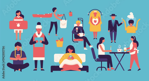 People engage in various activities at home and in the office daily