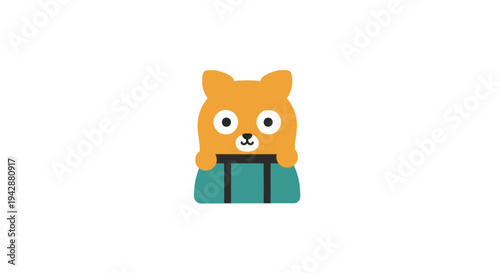 A cartoon orange cat peeking out.