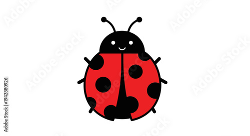 A cute cartoon ladybug with red shell.
