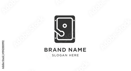 Simple and modern icon of a hard drive disk, representing data storage and technology solutions.