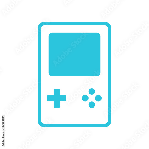 Retro game console icon, Isolated on white background. Blue icon