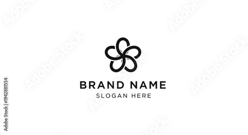 Abstract floral logo design with brand name and slogan placeholder on white background.