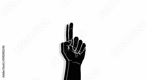 Silhouette of a hand with two fingers raised, symbolizing victory or a number two.