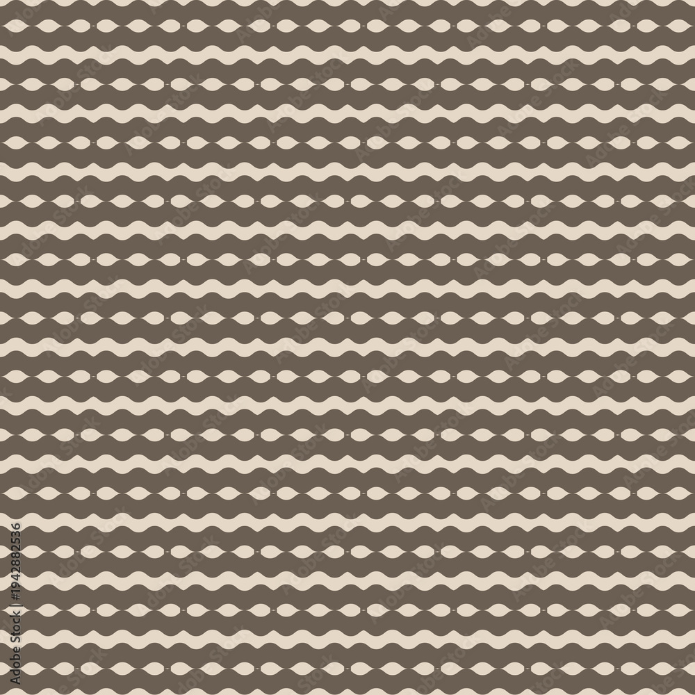 Fototapeta premium Seamless Wavy Stripe Pattern with Organic Oval Shapes, Minimal Beige Brown Geometric Background, Modern Textile Surface Design