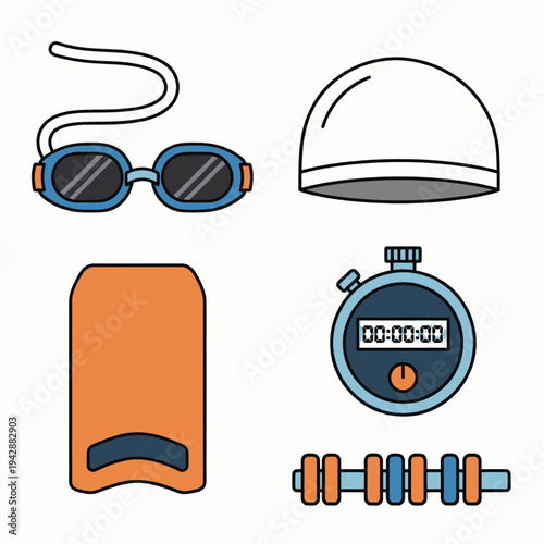 Swimming Goggles Dumbbells Timer Cap Fitness.