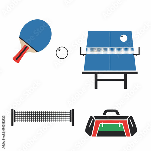 Table Tennis Paddle and Ball and Equipment.