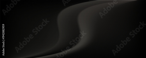 Abstract background with luxury black silk fabric with gold glitter. Texture of elegant dark cloth with gold shine, smooth satin drapery surface, vector realistic illustration