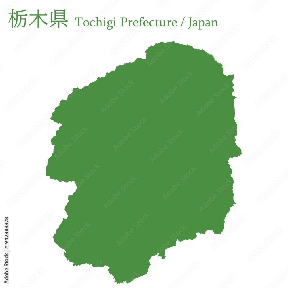 Obraz premium イラスト素材：日本地図 栃木県ベクターイラストマップ