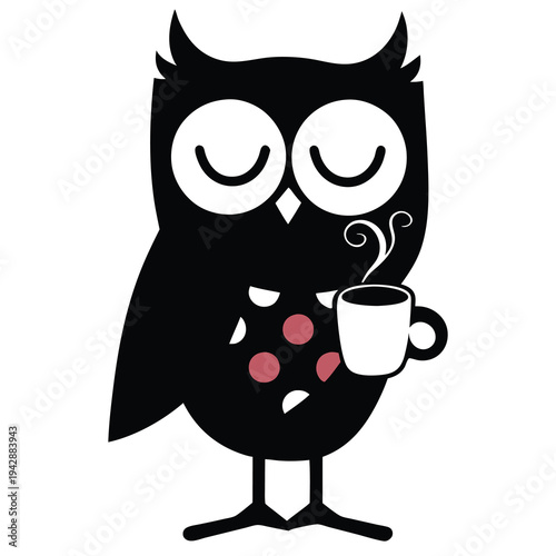 A cute cartoon owl character smoking a cigarette