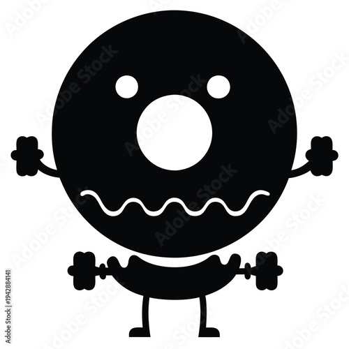 A black cartoon character with a and a smiling face