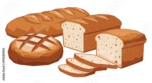 A variety of breads are displayed on a table indoors.