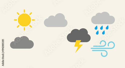 Weather forecast icons show sunny and rainy conditions with clouds