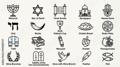 Jewish Culture Religion Icons Collection