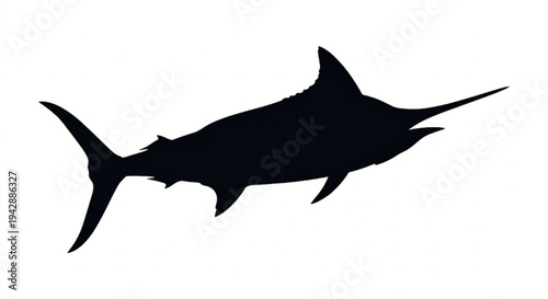 Shark Silhouette Icon Isolated on White Background