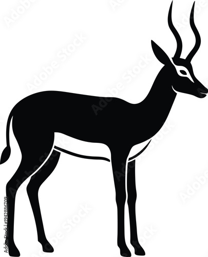 Springbok silhouette vector art illustration and minimal black and white design