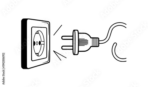 Electric plug cable plugged icon electricity outage and error   concept vector