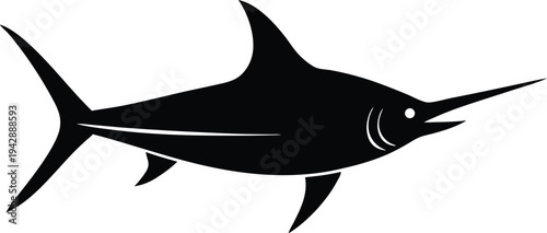 Swordfish silhouette vector art illustration and minimal black and white design