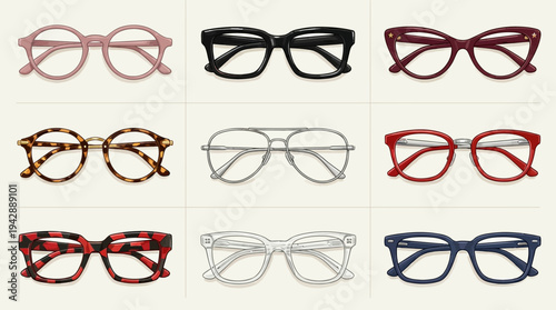 Fashion Eyeglasses Frames Icon Collection