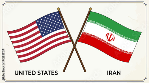 US Iran Relations Flags Illustration