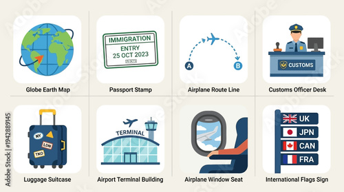 International Airport Travel Icons Collection