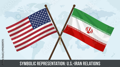 US Iran Relations Flags Illustration