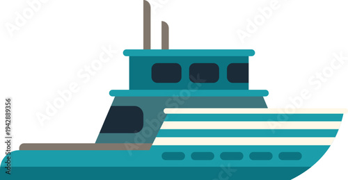 Tugboat vector icon representing maritime shipping and industrial transportation