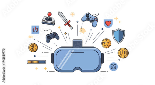 Set of 16 virtual reality gaming icons vector