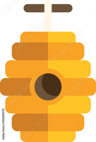 Traditional beehive vector icon representing apiculture and honey production
