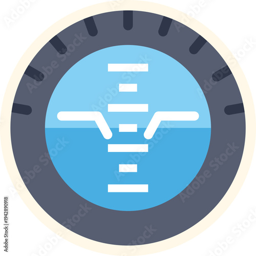 Artificial horizon icon displaying flight attitude for aviation navigation