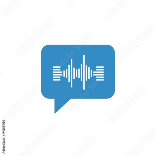 Icon of a sound wave within a speech bubble, representing audio messaging, voice notes, or sound recording technology, perfect for digital communication and media platforms