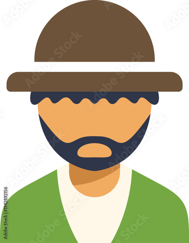 Man wearing hat and beard representing a farmer or gardener character