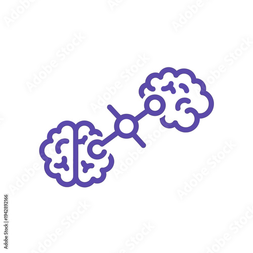 Minimalist icon illustrating brain connectivity for AI data processing, representing intelligent network communication and complex information pipelines between cognitive nodes