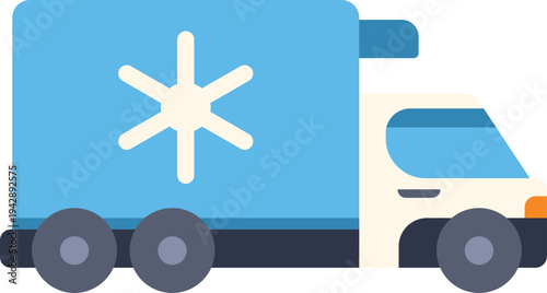 Refrigerated truck moving frozen products, symbolizing cold chain delivery and food preservation