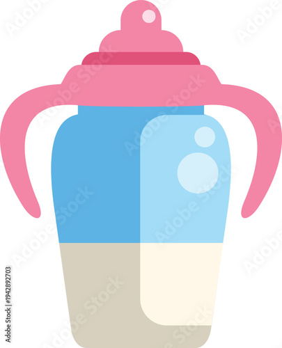 Baby sippy cup filled with milk, providing nutrition for infants and childhood