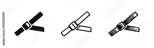 Seatbelt safety icon set. Fasten belt reminder and protection vector illustration in varied artistic styles.