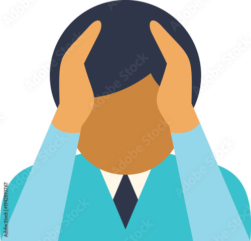 Man in a suit having a headache, illustrating stress, anxiety, and burnout