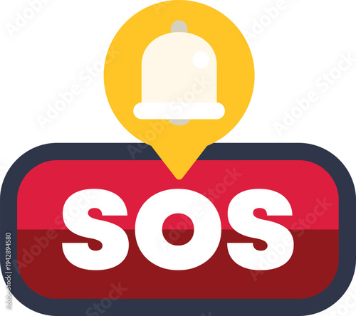 Sos button displaying a notification bell symbol for immediate help