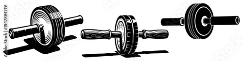 Ab roller wheel set for core workout, fitness training and gym equipment for abdominal exercises vector